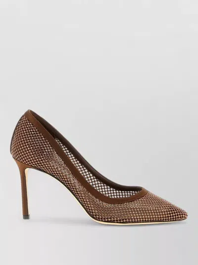 Jimmy Choo Mesh Pumps Pointed Toe Mid Heel Design In Brown