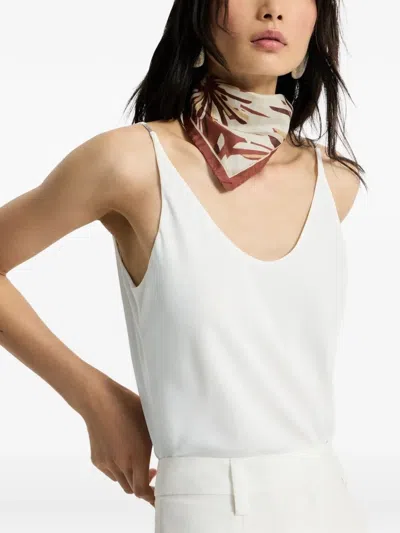 Brunello Cucinelli Silk Strap Top In White