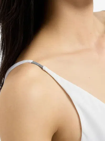 Brunello Cucinelli Silk Strap Top In White