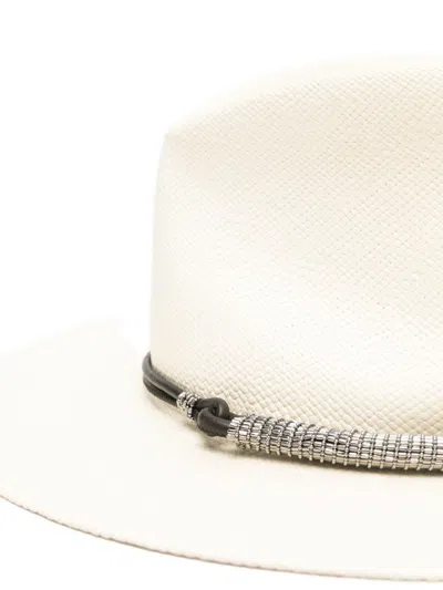 Brunello Cucinelli Beige Monile Textured Fedora Hat In Brown