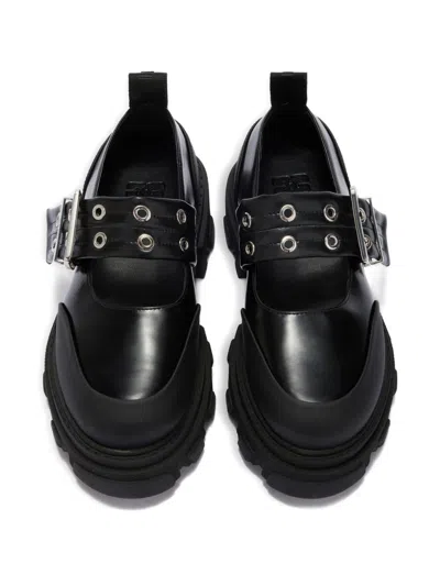 Ganni Buckled Eyelet-detail Pumps In Black
