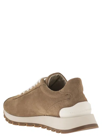 Brunello Cucinelli Suede Sneakers With Iconic Jewel Application In Multi