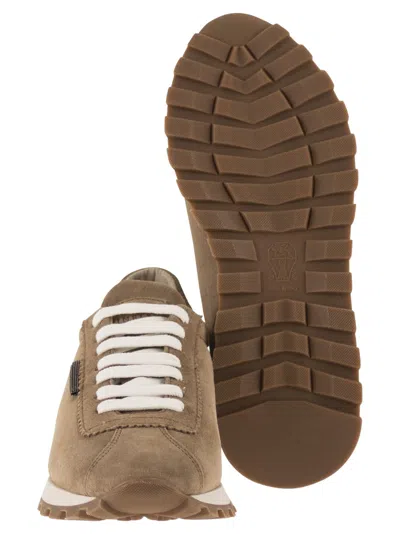 Brunello Cucinelli Suede Sneakers With Iconic Jewel Application In Multi
