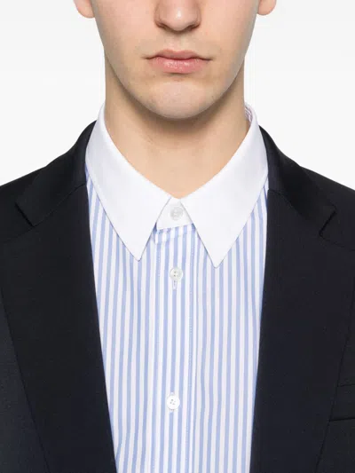 Celine Shirt Button Down Collar Striped Pattern In Blue