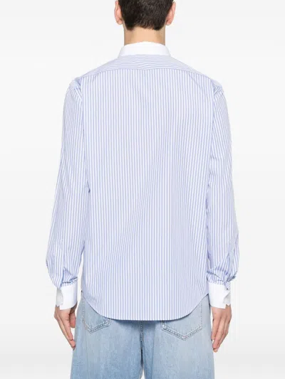 Celine Shirt Button Down Collar Striped Pattern In Blue