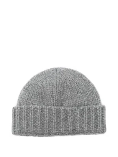 Celine Triomphe Beanie In Cashmere And Silk In Gray