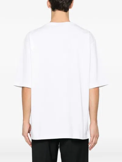 Dsquared2 Men White T-shirt With Embroidered Logo On The Chest In Cotton Man In White