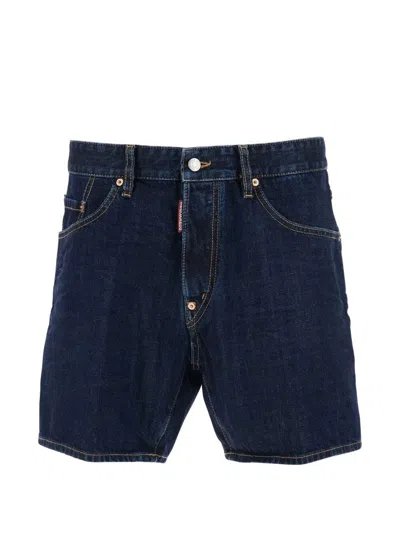 Dsquared2 Bro Buttoned Denim Shorts In Blue