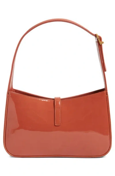 Saint Laurent Le 5 A 7 Patent Hobo Bag In Brown