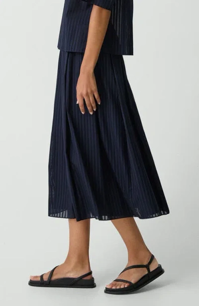 Theory Irregular Pleat Skirt Nocturne Navy In Blue