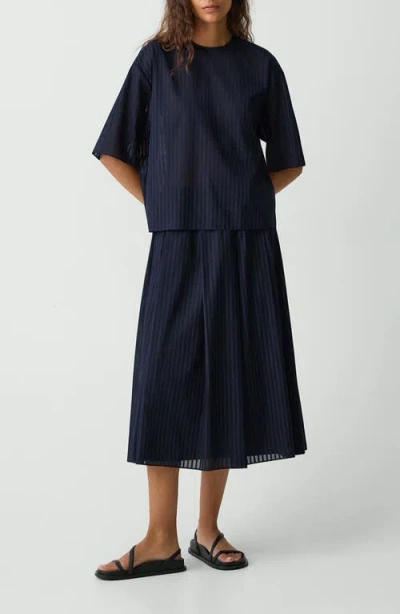Theory Irregular Pleat Skirt Nocturne Navy In Blue