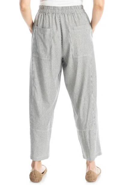 Max Studio Stripe Linen Blend Barrel Pants In Gray