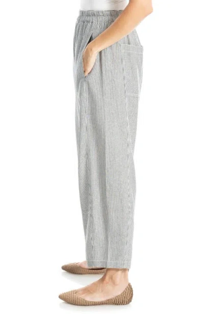 Max Studio Stripe Linen Blend Barrel Pants In Gray