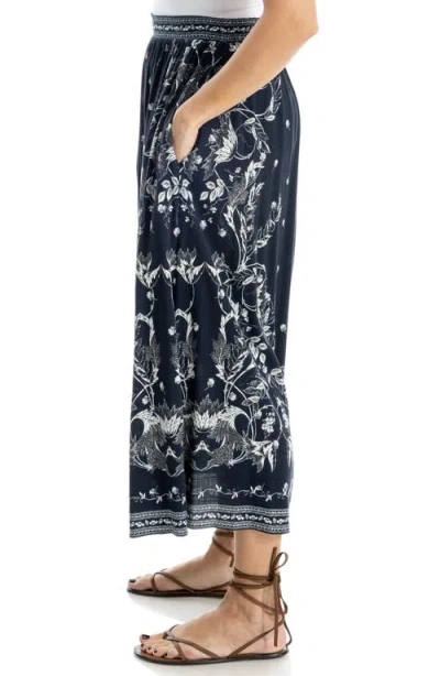 Max Studio Floral Pull-on Skirt In Blue