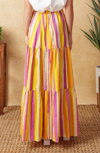 Flying Tomato Sunset Summer Maxi Skirt In Magenta Multi In Multi