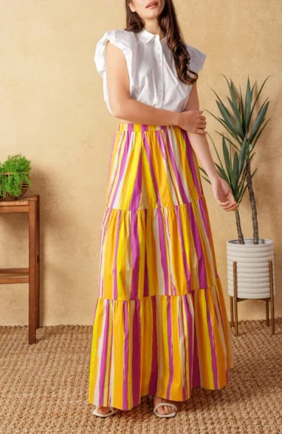 Flying Tomato Sunset Summer Maxi Skirt In Magenta Multi In Multi
