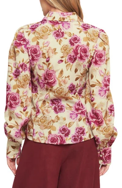 Flying Tomato Button Front Long Sleeve Top In Multi