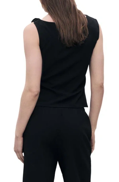 Mango Asymmetric Drape Top In Black