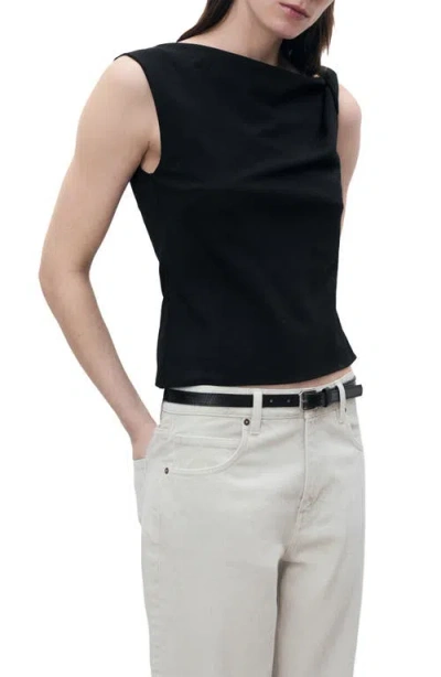 Mango Asymmetric Drape Top In Black