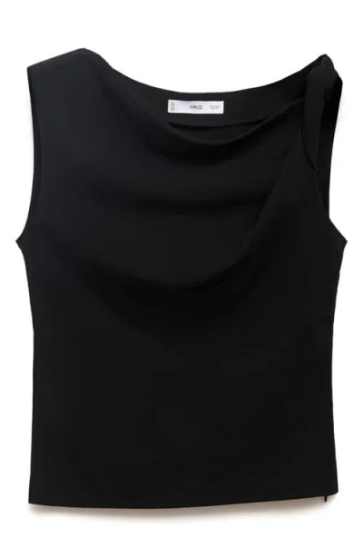 Mango Asymmetric Drape Top In Black