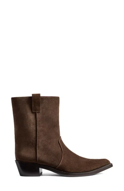 Khaite Brown Calf Leather Bos Taurus Ankle Boots In Brown