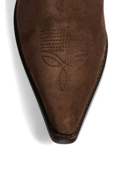 Khaite Brown Calf Leather Bos Taurus Ankle Boots In Brown
