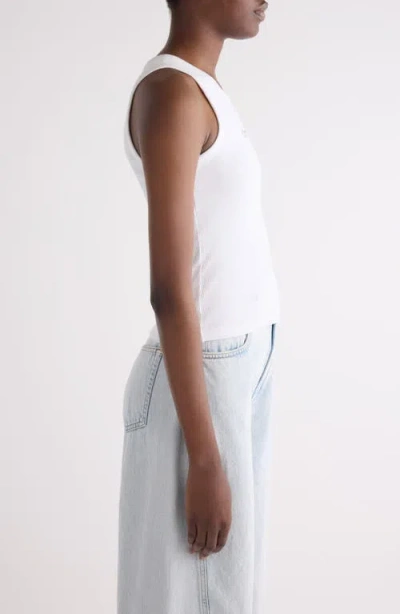 Givenchy White Sleeveless Top With Logo Lettering On The Front In Cotton Stretch Woman In White