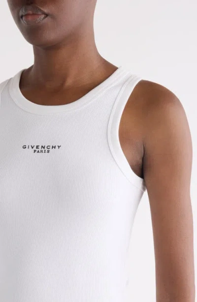 Givenchy White Sleeveless Top With Logo Lettering On The Front In Cotton Stretch Woman In White