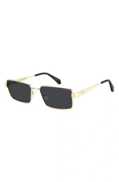 Polaroid 56mm Polarized Rectangular Sunglasses In Gold