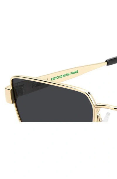 Polaroid 56mm Polarized Rectangular Sunglasses In Gold