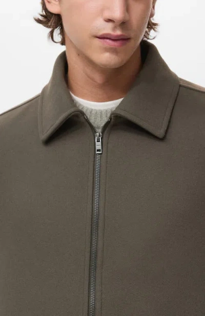 Mango Pocket Front Zip Jacket In Green