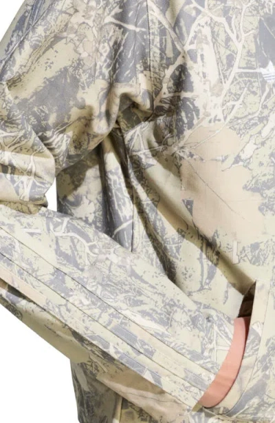 Adidas Originals Leaf Print Cotton Canvas Workwear Jacket In Neutral