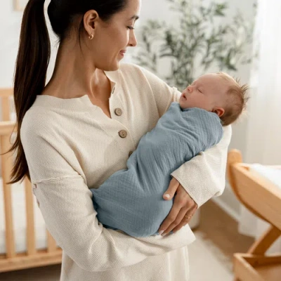 Comfy Cubs Muslin Swaddle Blankets Pack Of 3 In Blue