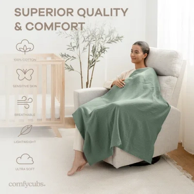 Comfy Cubs Muslin Swaddle Blankets Pack Of 3 In Blue