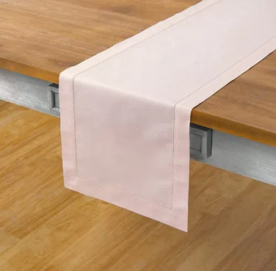 Solino Home Cotton Linen Hemstitch Table Runner In Pink