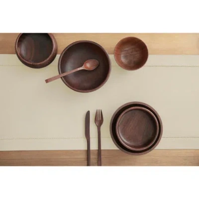 Solino Home Cotton Linen Hemstitch Table Runner In Neutral