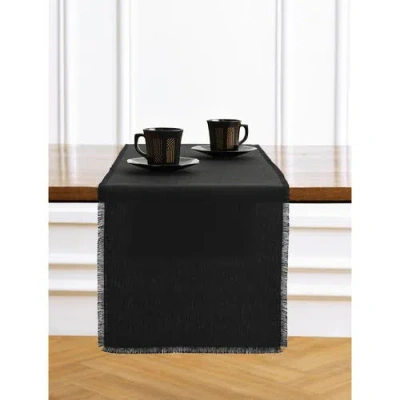 Solino Home Linen Table Runner In Black