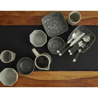 Solino Home Linen Table Runner In Black