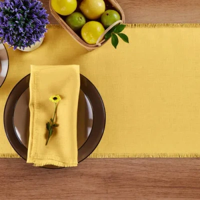 Solino Home Linen Table Runner In Yellow