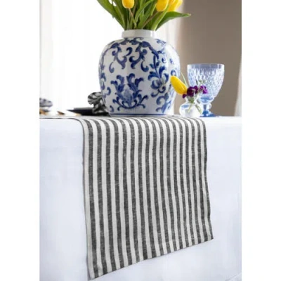 Solino Home Linen Table Runner In Black