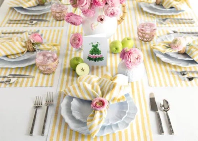 Solino Home Linen Table Runner In Yellow