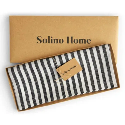 Solino Home Linen Table Runner In Black