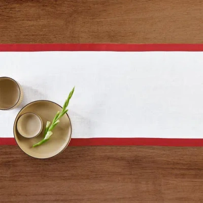 Solino Home Linen Table Runner In White