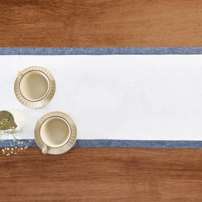 Solino Home Linen Table Runner In Blue