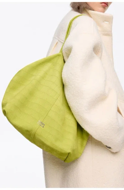 Bimba Y Lola Large Split Leather Shopper Bag In Green