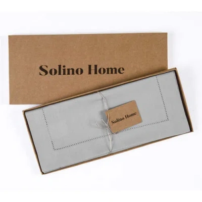 Solino Home Cotton Linen Hemstitch Table Runner In Gray