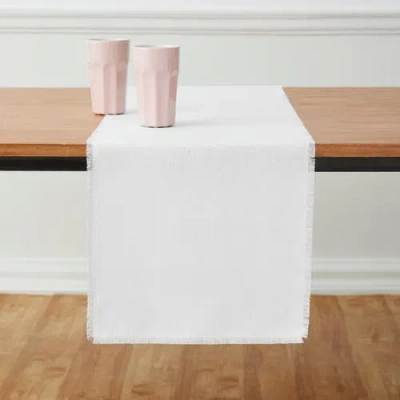 Solino Home Linen Table Runner In White