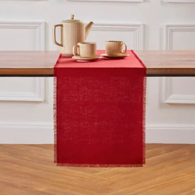 Solino Home Linen Table Runner In Red