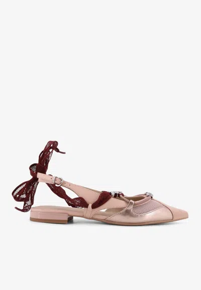 Pinko Gianira 30 Slingback Ballerinas In Leather And Mesh In Multi