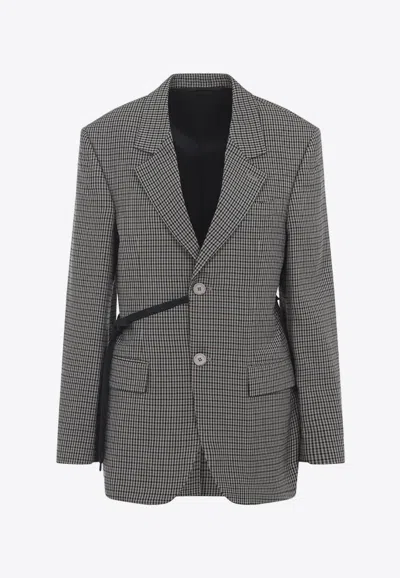 Balenciaga Tailored Wrap Jacket With Checkered Design For Women In Green